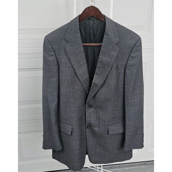 HART SCHAFFNER MARX Gold Trumpeter Mens Gray Blue Wool  42L Jacket Blazer - Picture 1 of 11